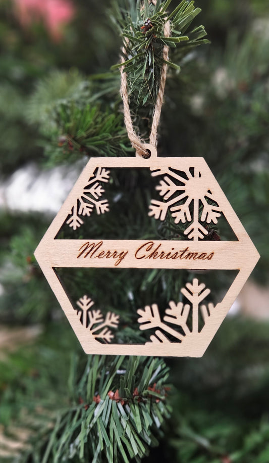 Hexagon Merry Christmas ornament