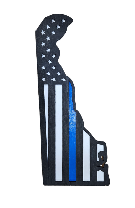 Delaware Vertical Thin Blue Line American Flag