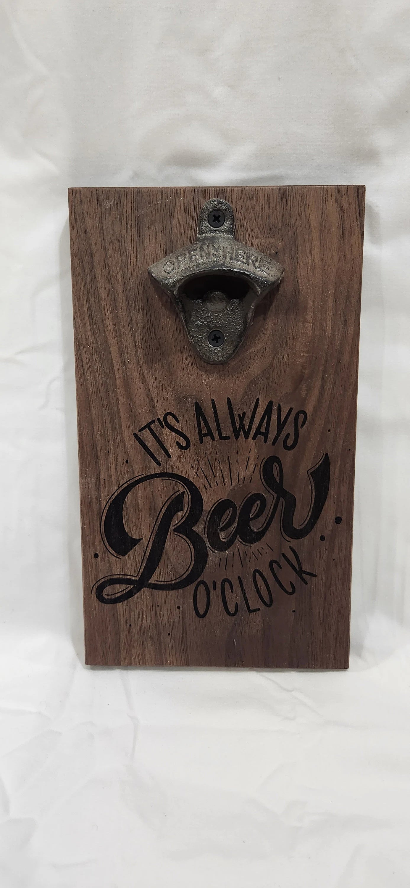 Magnetic engraved bottle opener